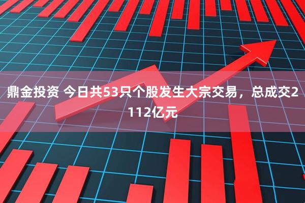 鼎金投资 今日共53只个股发生大宗交易，总成交2112亿元