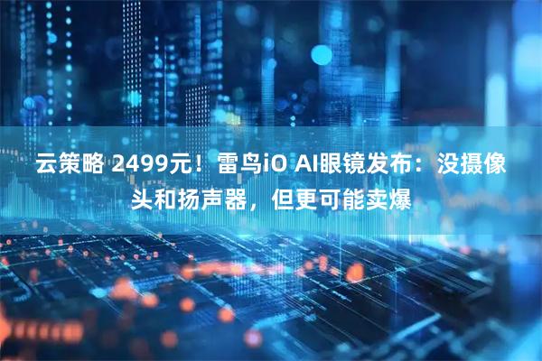 云策略 2499元！雷鸟iO AI眼镜发布：没摄像头和扬声器，但更可能卖爆